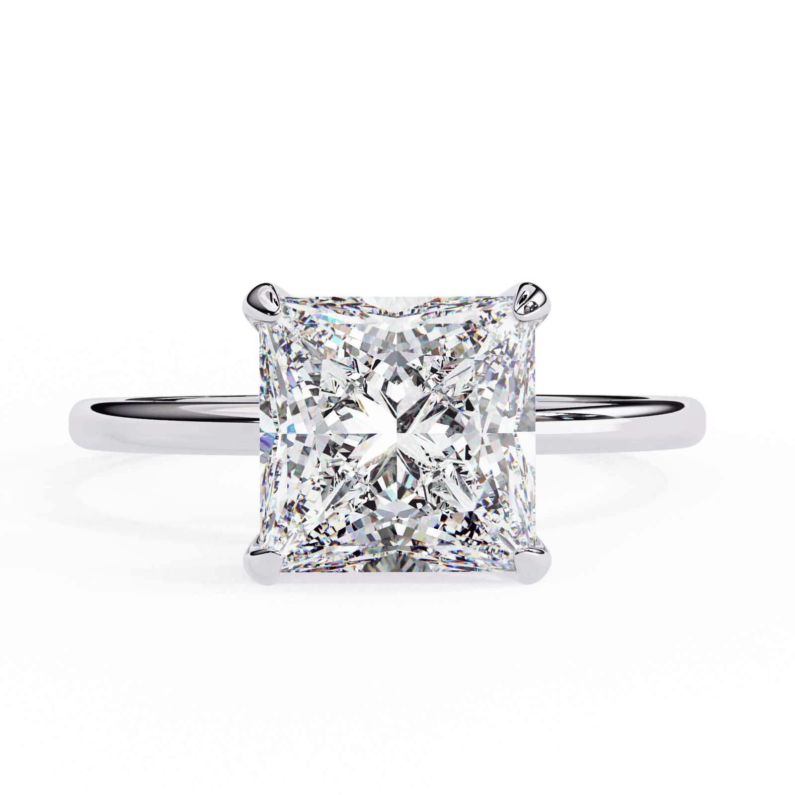 Princess-Cut Diamond Solitaire Engagement Ring with Classic Prong Setting